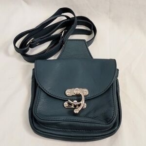 Sundance Teal Soft Leather Small Crossbody Bag Travel Vacation Casual Boho Blue